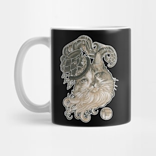 Kitty in a Tentacle Top Hat - White Outlined Version Mug